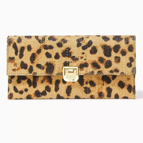 NWT Lilly Pulitzer Abbot leopard clutch